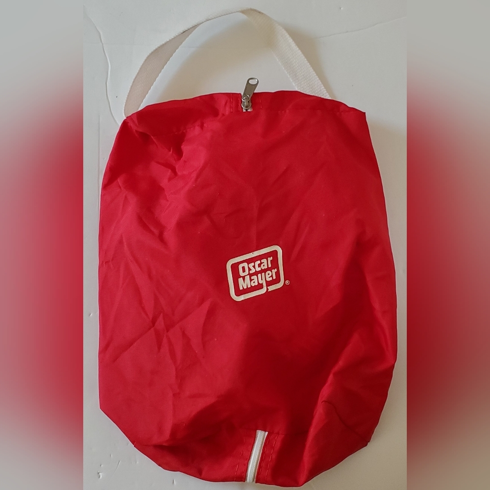 Oscar Mayer Vintage Red Nylon Golf Shoe Bag YKK Made In USA Advertising - EUC
